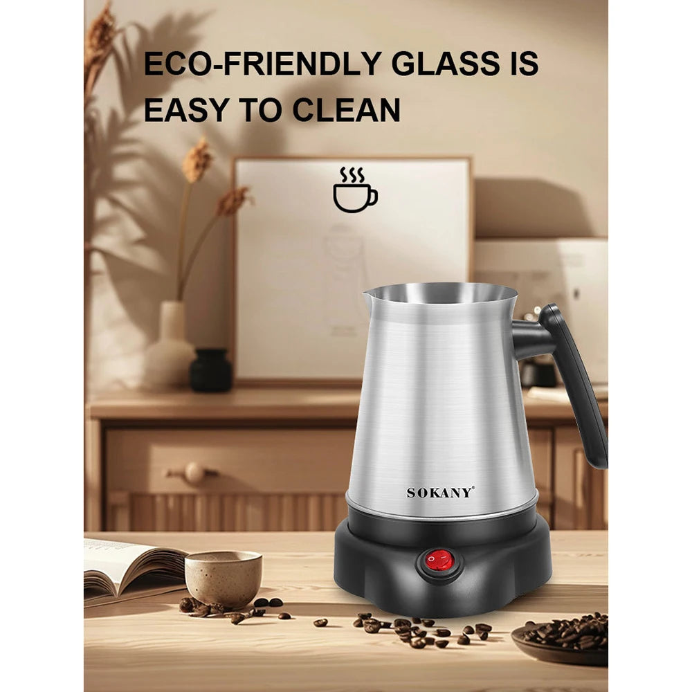 Turkish Greek Coffee Moka Tea Pot Maker Machine 800ML Portable Electric Kettle 6 Cups Stainless Steel Boiling Water 220V EU 전기포트