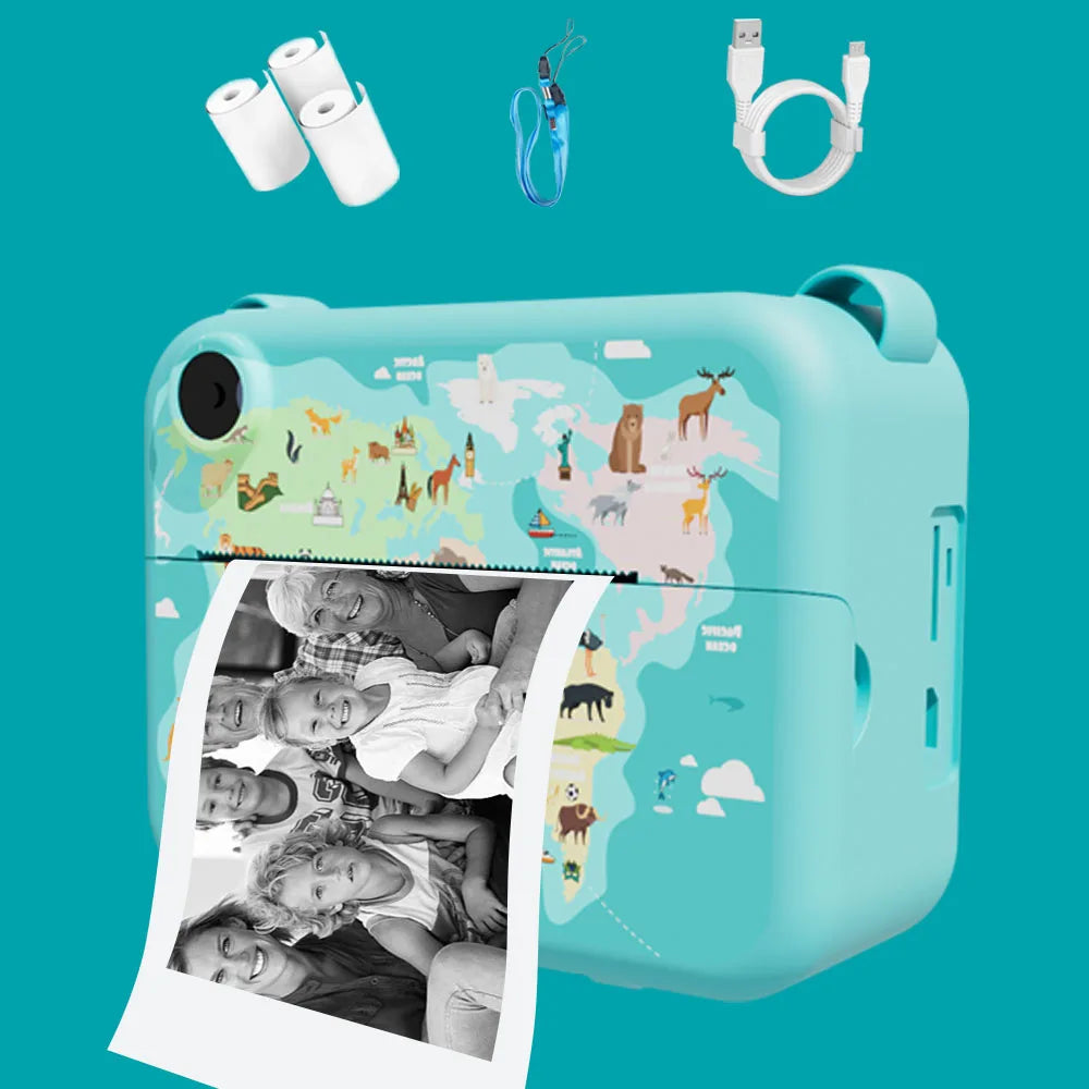 Kids Camera Instant Print 0 Ink Instant Print Photo - Christmas Birthday Gifts for Age 3-8 Girls Boys - Portable Toy