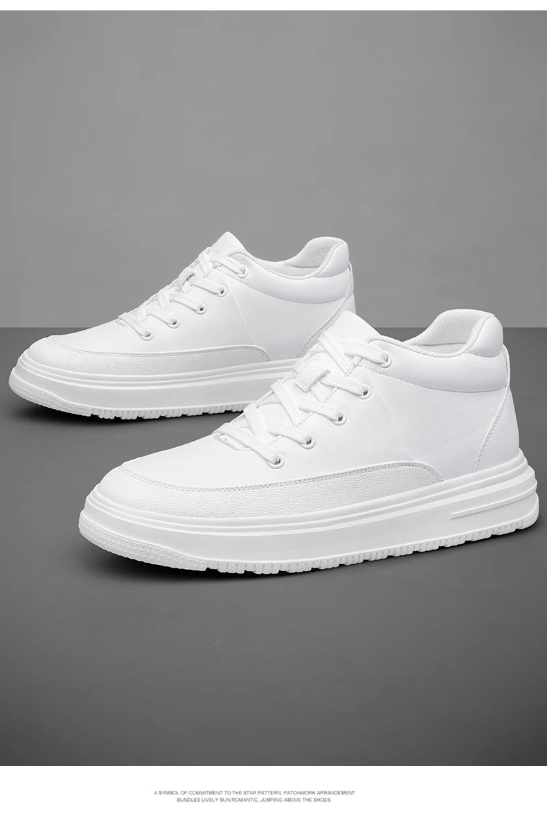 New Invisible Inner Height Increasing Men's Shoes 8cm Trendy Sports Shoes White Shoes British Height Increasing Casual Sneakers