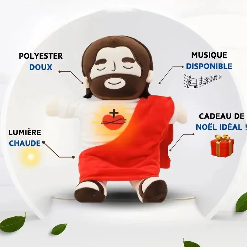 Breathing Jesus Plush Doll LED Glowing Musical Soothing Toy Baby Sleep Companion Soft Stuffed Religious Doll Kids Sleeping Comfo