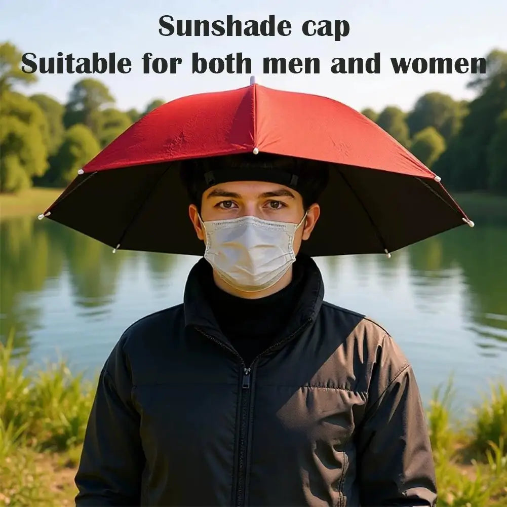 Hands Free Umbrella Hat Black Coating UV Protection Foldable Sun Shade Caps Waterproof Headwear For Fishing Hiking Camping