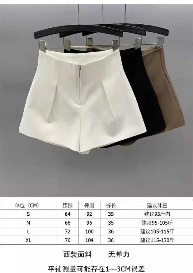 Women's High Waisted Zipper Denim Shorts Summer Loose Wide Leg A-line Shorts Pear Body Shape Tummy Control Casual Officewear Hot