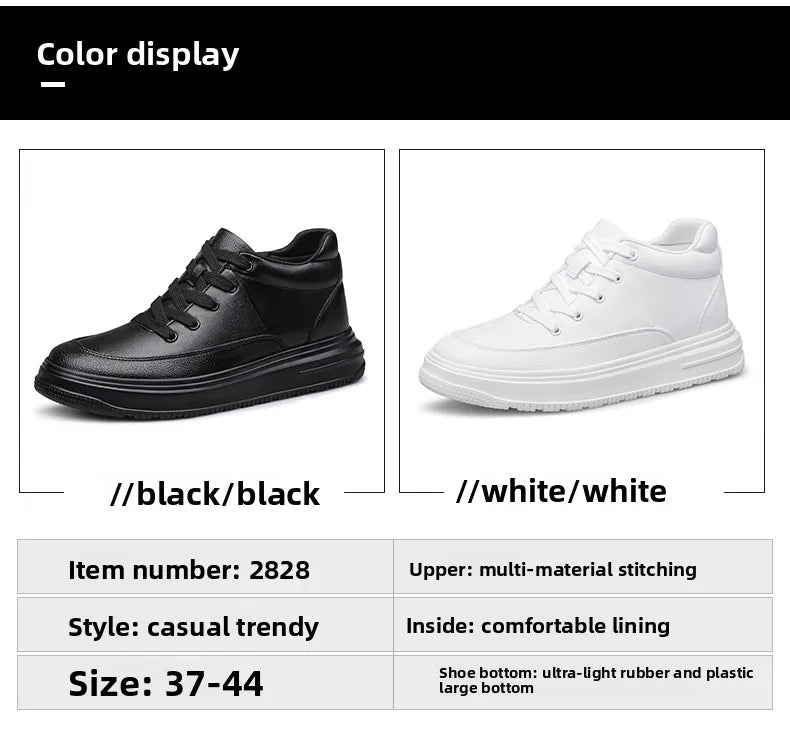 New Invisible Inner Height Increasing Men's Shoes 8cm Trendy Sports Shoes White Shoes British Height Increasing Casual Sneakers