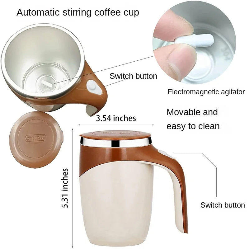 Automatic Mixing Cup Stirring Coffee Mug Electric Milk Mug Stainless Steel Mixing Magnetic Rotating Usb Charging Juice Water Cup