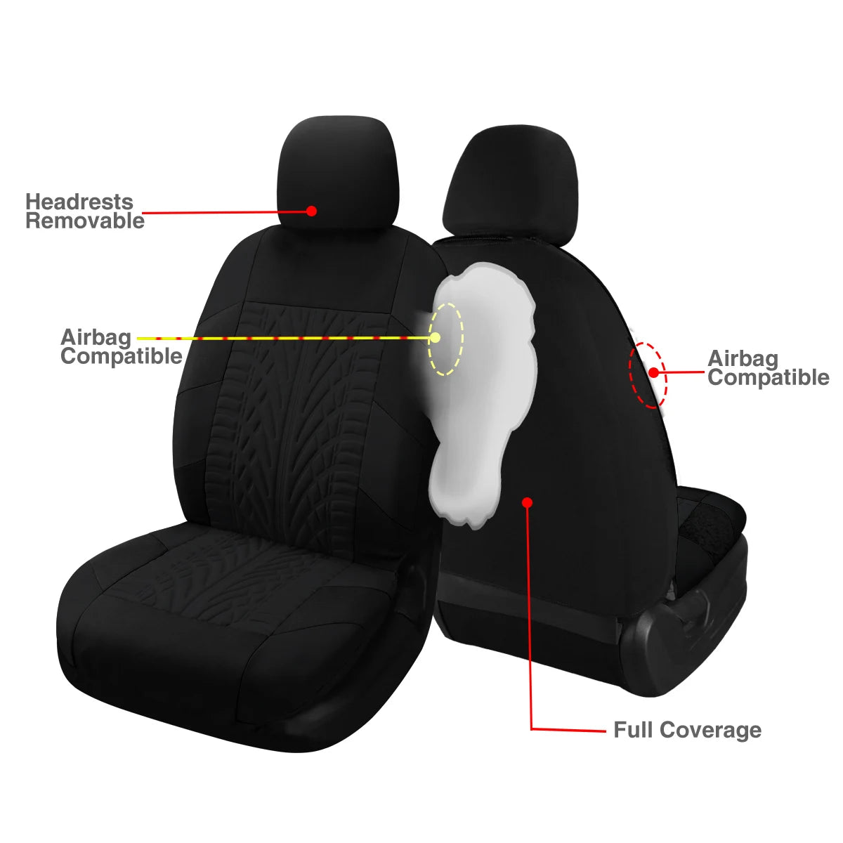 Customized Four Seasons Universal Polyester Full Set Car Seat Covers