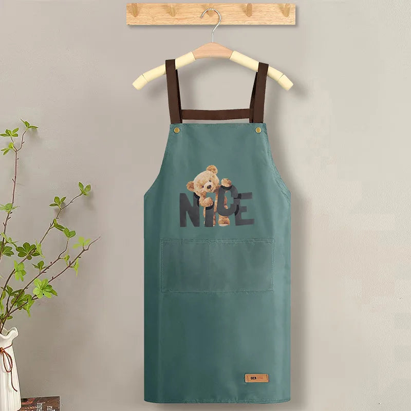 Apron with Straps for Cooking, PVC Waterproof and Oil-Resistant Waist Apron for Restaurant, Catering, and Coffee Shop Workwear