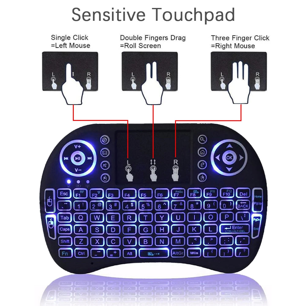 Mini Teclado Inalámbrico 2.4G con Touchpad y Retroiluminación
