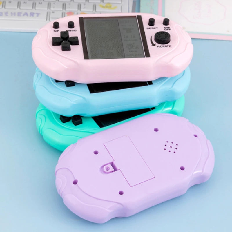 1/2/3 PCS Popular Kawaii Pastel Handheld Tetris Game Console Design Large Display Retro Pocket Game Ornament Backpack Decor Toy