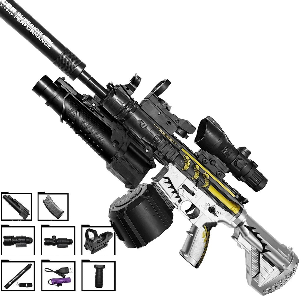 416 Fully Equipped Manual-Automatic Toy Gun That Can Fire 7-8mm Hydrogel Bullets, Boy's Toy with Manual Infrared Feeding Style, New Year Gift