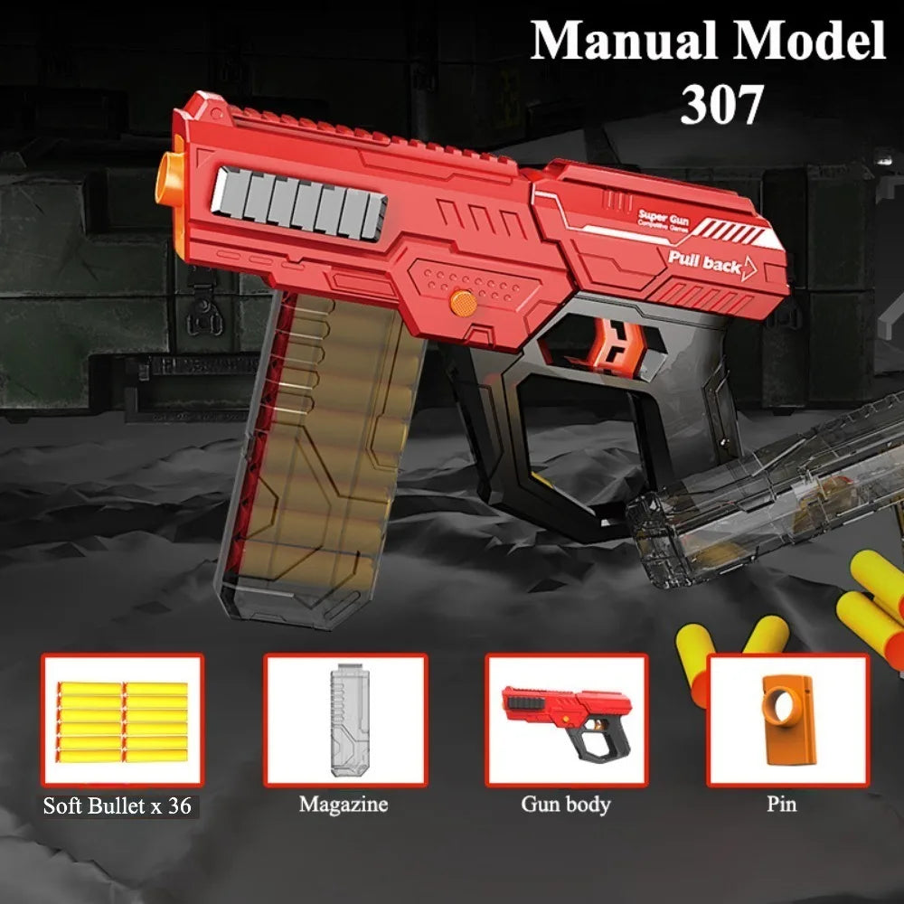Soft Bullet Gun Toy Gun Auto-Manual Sport Game Outdoor Shooting Games Education Toy for Kids Boys Adult