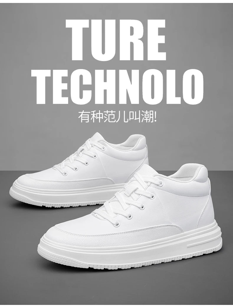 New Invisible Inner Height Increasing Men's Shoes 8cm Trendy Sports Shoes White Shoes British Height Increasing Casual Sneakers