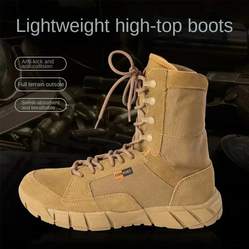 Lightweight Men Tactical Shoes Combat Boots Training Lace Up Waterproof Outdoor Botas Hiking Breathable Shoe