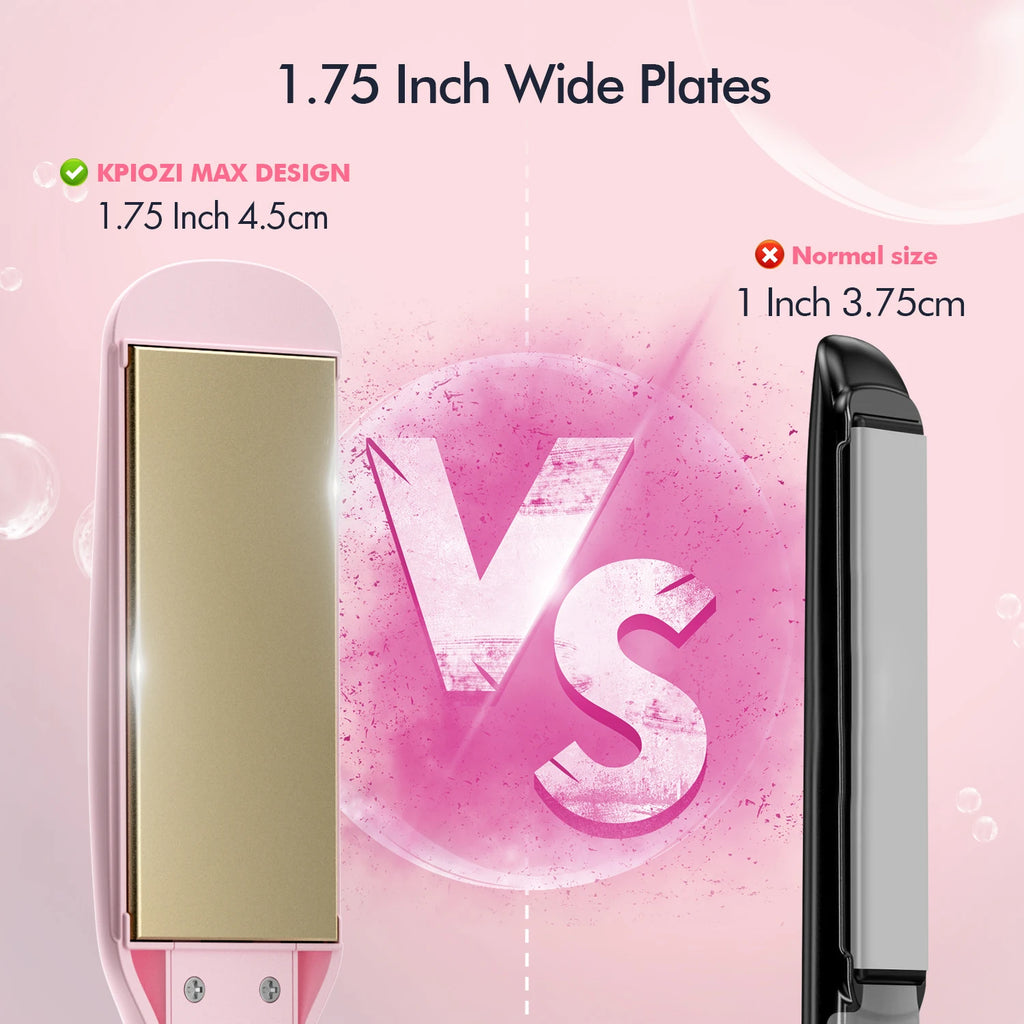 KIPOZI Professional Titanium Flat Iron Hair Straightener with Digital LCD Display Dual Voltage Instant Heating Curling Iron