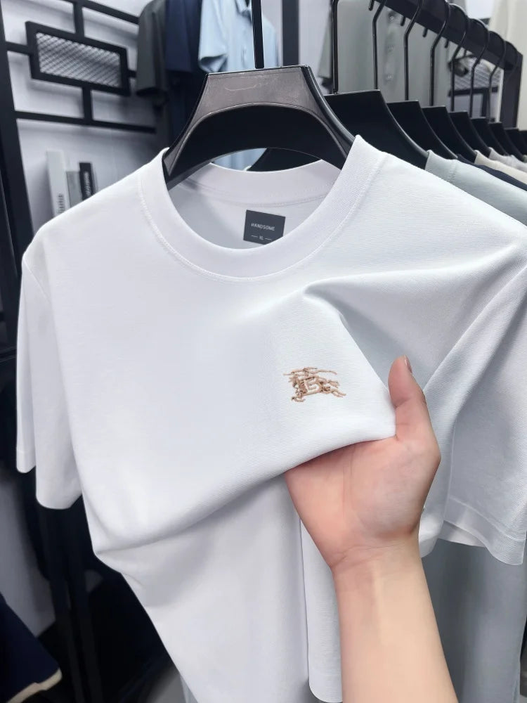 Luxury brand breathable cotton short sleeved exquisite Paul Pony embroidered T-shirt summer comfort casual round neck men's wear