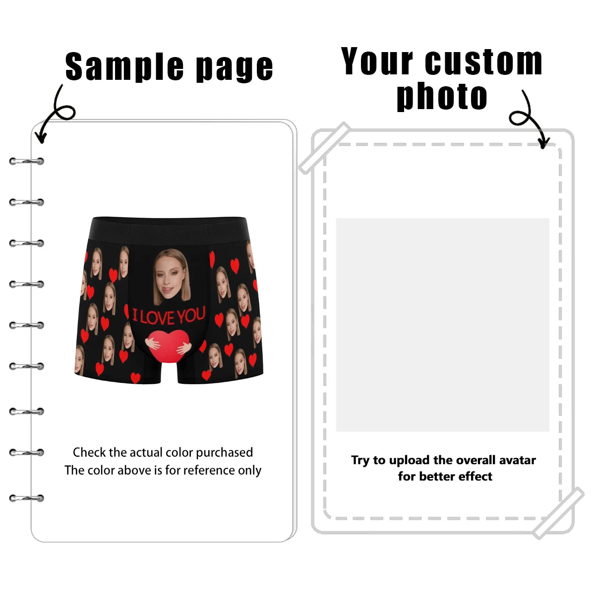 Personalized Facial Photo Customization Flat Underwear Customization Men's Valentine's Day Gift for Husband Gift for Father