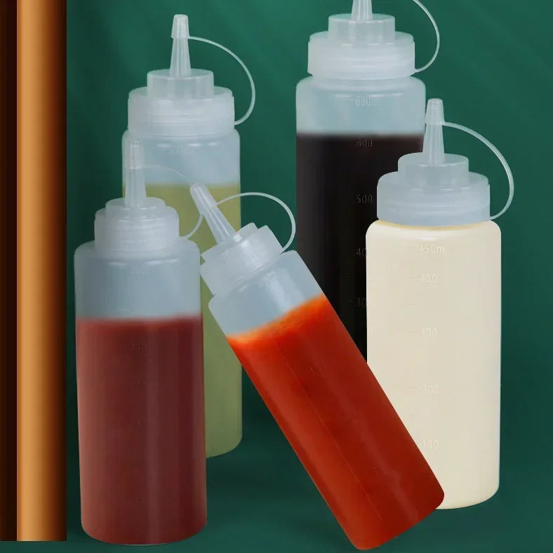 1PC White Plastic Squeeze Bottle With Cap Dispenser Bottle Bread Dessert Baking Accessory Cake Decorating Kitchen Gadget Tool
