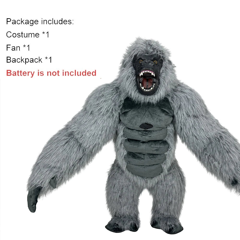 SAYGO Inflatable Multi Color King Kong Adult Cosplay Halloween Costume Plush Animal Mascot Carnival Dress Set Fur Gorilla Set