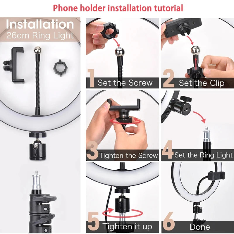 LED Selfie Ring Light Portable Photography 12 inch Fill Lighting Lamp With Tripod & Remote control For Youtube Tiktok Video Live