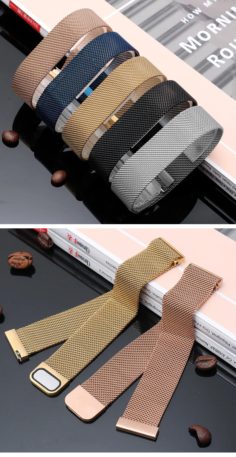 Milan Magnetic Mesh Belt Watchband For Citizen D-W Longines Omega Samsung Huawei Watch Strap Men and Women Bracelet 18 20mm 16mm