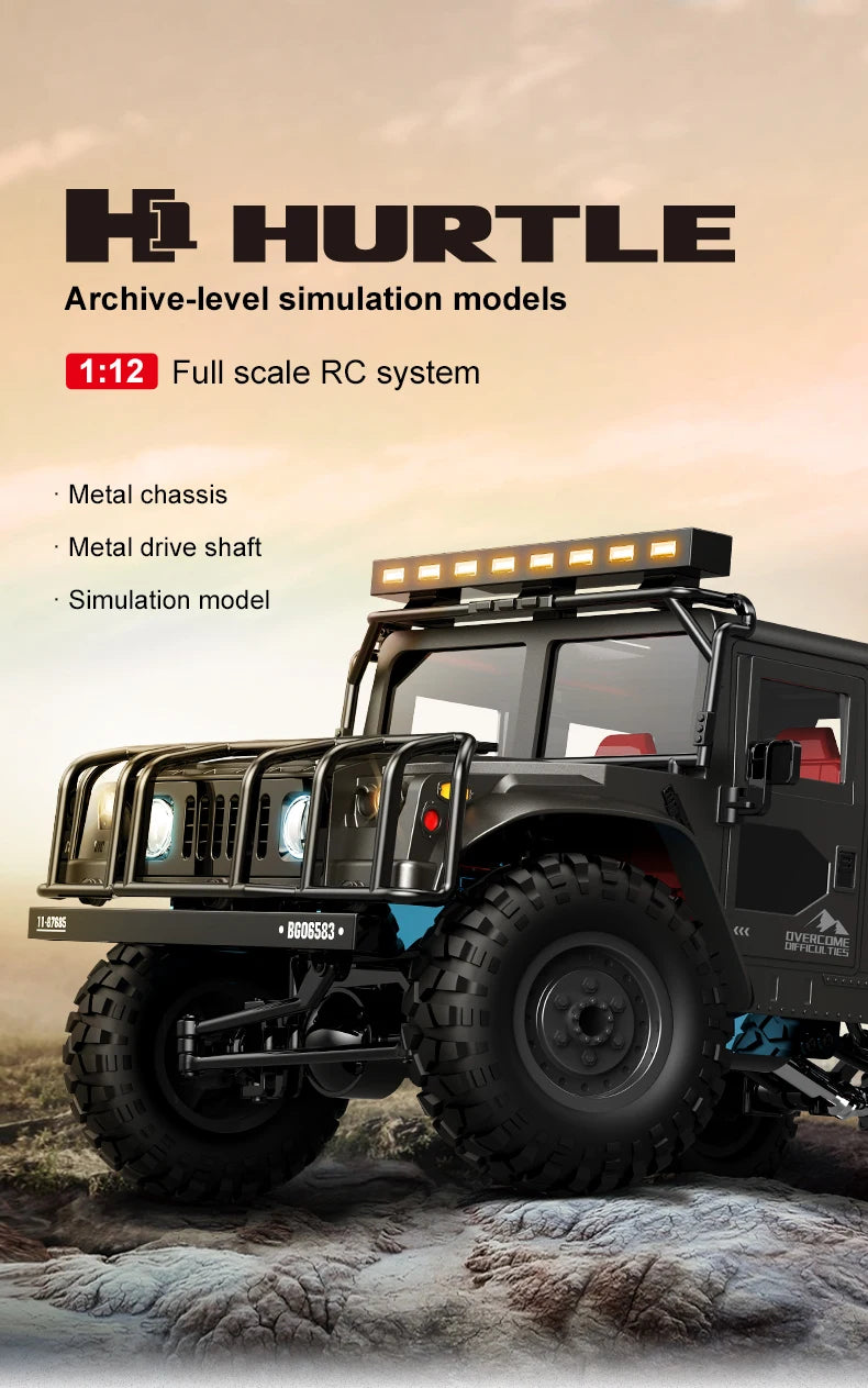 JJRC Q121 RC CAR 4WD Mountaineering Off-Road High Speed Vehicle 1:12 Size RC Car Simulation Hummer Truck Model Children's Toys