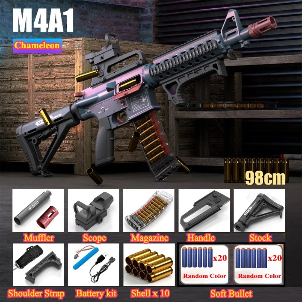 Full Automatic Continuous Firing M416 Soft Bullet Gun Shell Eject Assault Rifle Model Ideal Gift for Boys Outdoor Shooting Fun