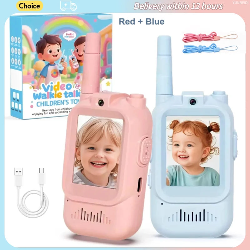 2PC Kids HD-Video Walkie Talkies 3 Styles Intercom USB Charging Indoor Outdoor Boys Girls Age 3+ for Child's Toys Birthday Gifts