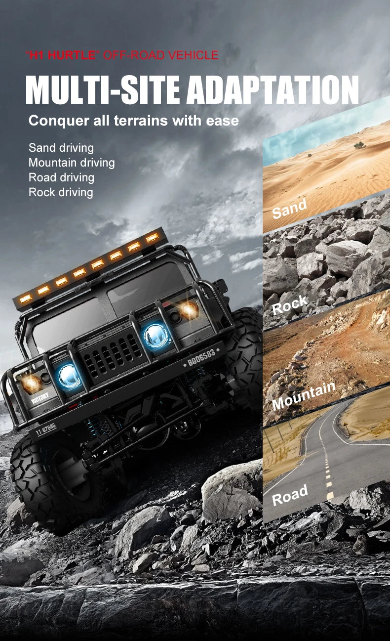 JJRC Q121 RC CAR 4WD Mountaineering Off-Road High Speed Vehicle 1:12 Size RC Car Simulation Hummer Truck Model Children's Toys