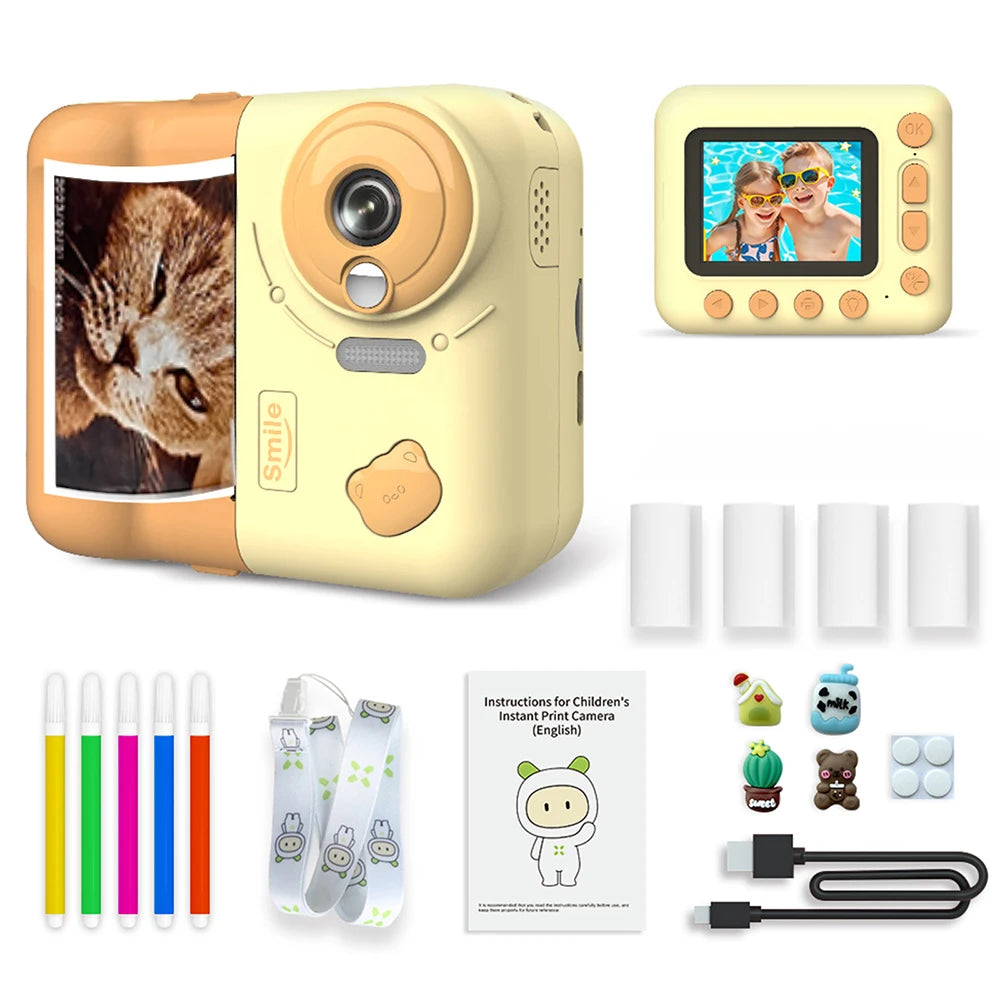 9IMOD Kids Camera Instant Print Camera 2.4 inch 1080P Children Digital Photo Video 10X Zoom 32GB TF Card with Bluetooth Printing