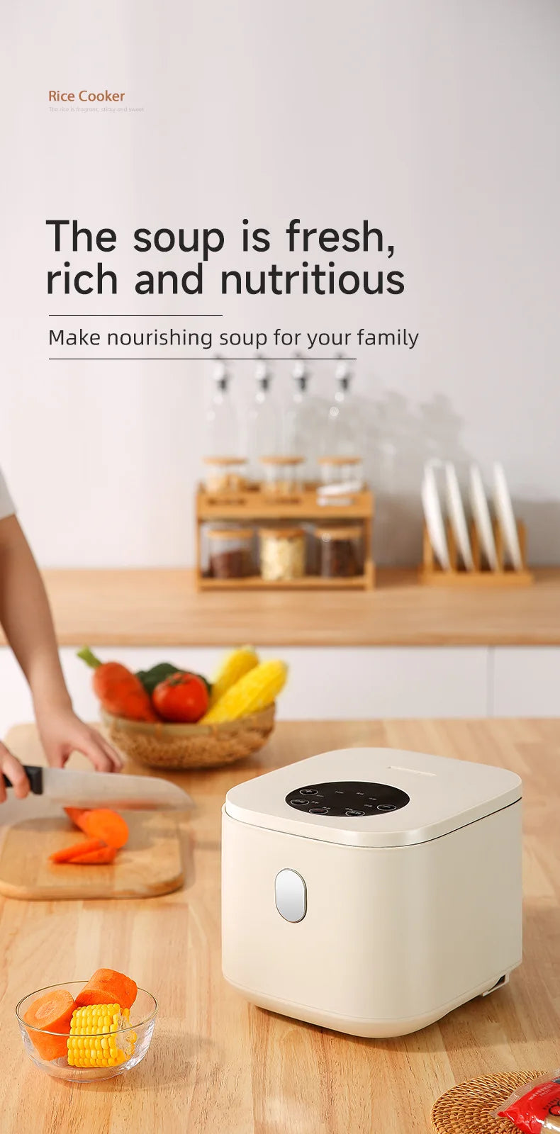 2.5L Mini Electric Rice Cooker UK Plug Non-Stick Golden Inner Pot Multifunctional Porridge Cake Soup Cooking Pot With Complete A