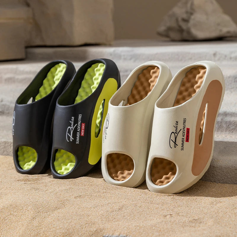 Summer Men's Massage Slippers Indoor Outdoor Sandals Beach Men Casual Shoes Soft Slides Flip-flops Men Women Home Slippers