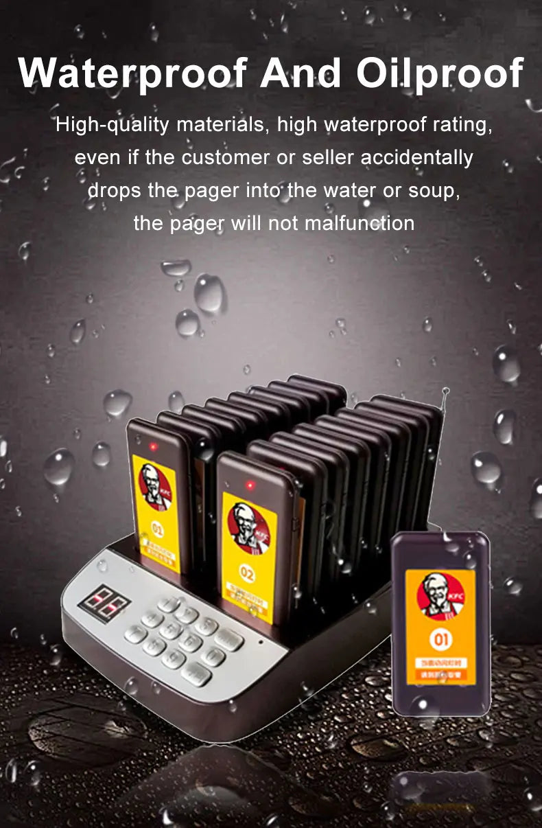 Restaurant call pager system 16 coaster buzzer wireless call free custom 20 paegrs waterproof food Cafe