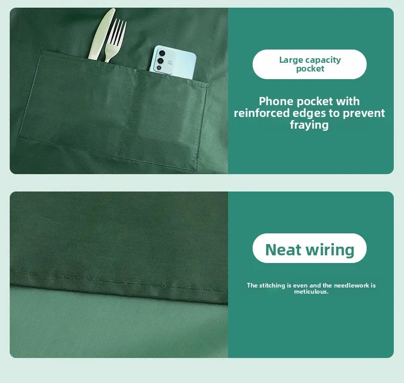 Apron with Straps for Cooking, PVC Waterproof and Oil-Resistant Waist Apron for Restaurant, Catering, and Coffee Shop Workwear