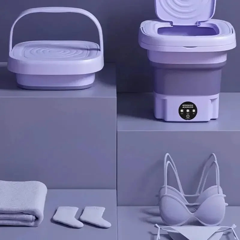8L Foldable Washing Machine with Spin Dryer Apartments Travel Portable Socks Underwear Panties Baby Clothe Washer Machine