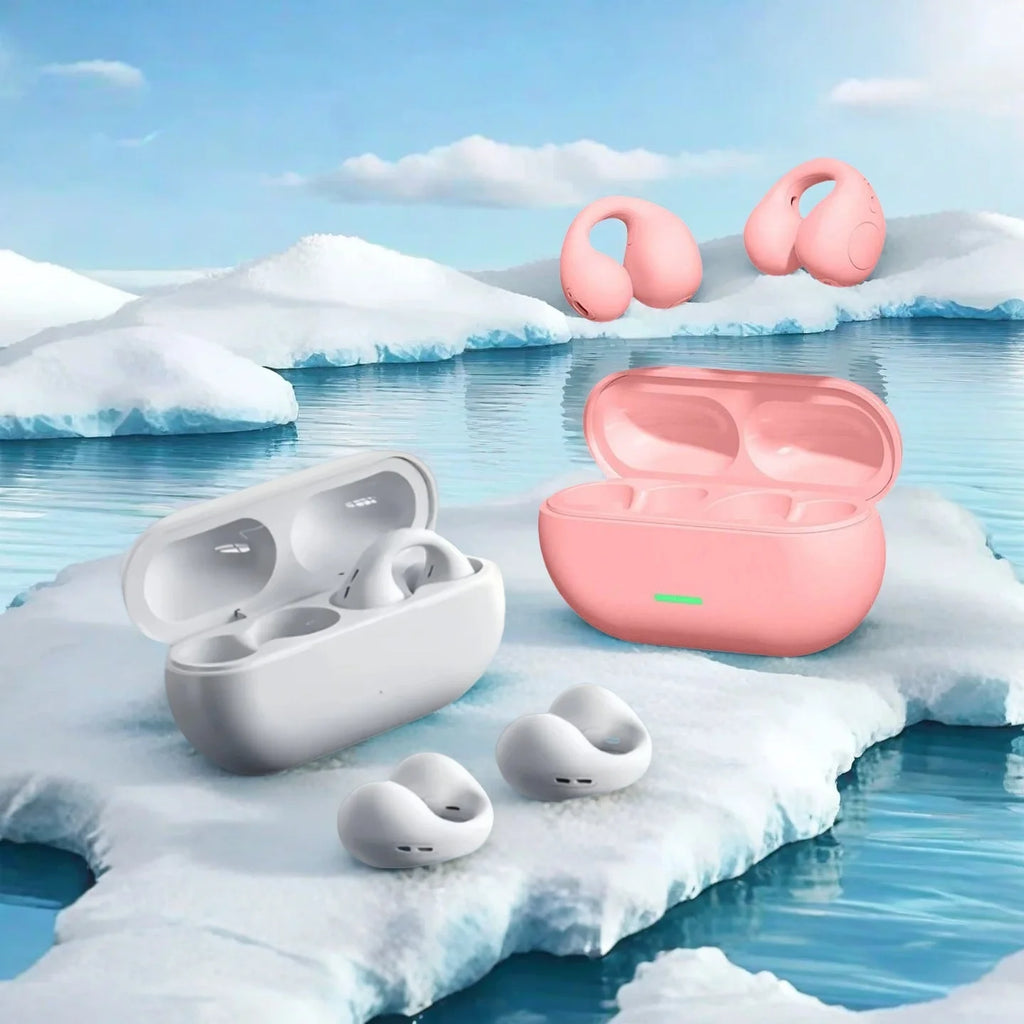 Wireless Ear Clip On Earphone Bluetooth-Compatible 5.3 Noise Canceling HiFi Stereo Headset Clip On Headphone for Running Fitness