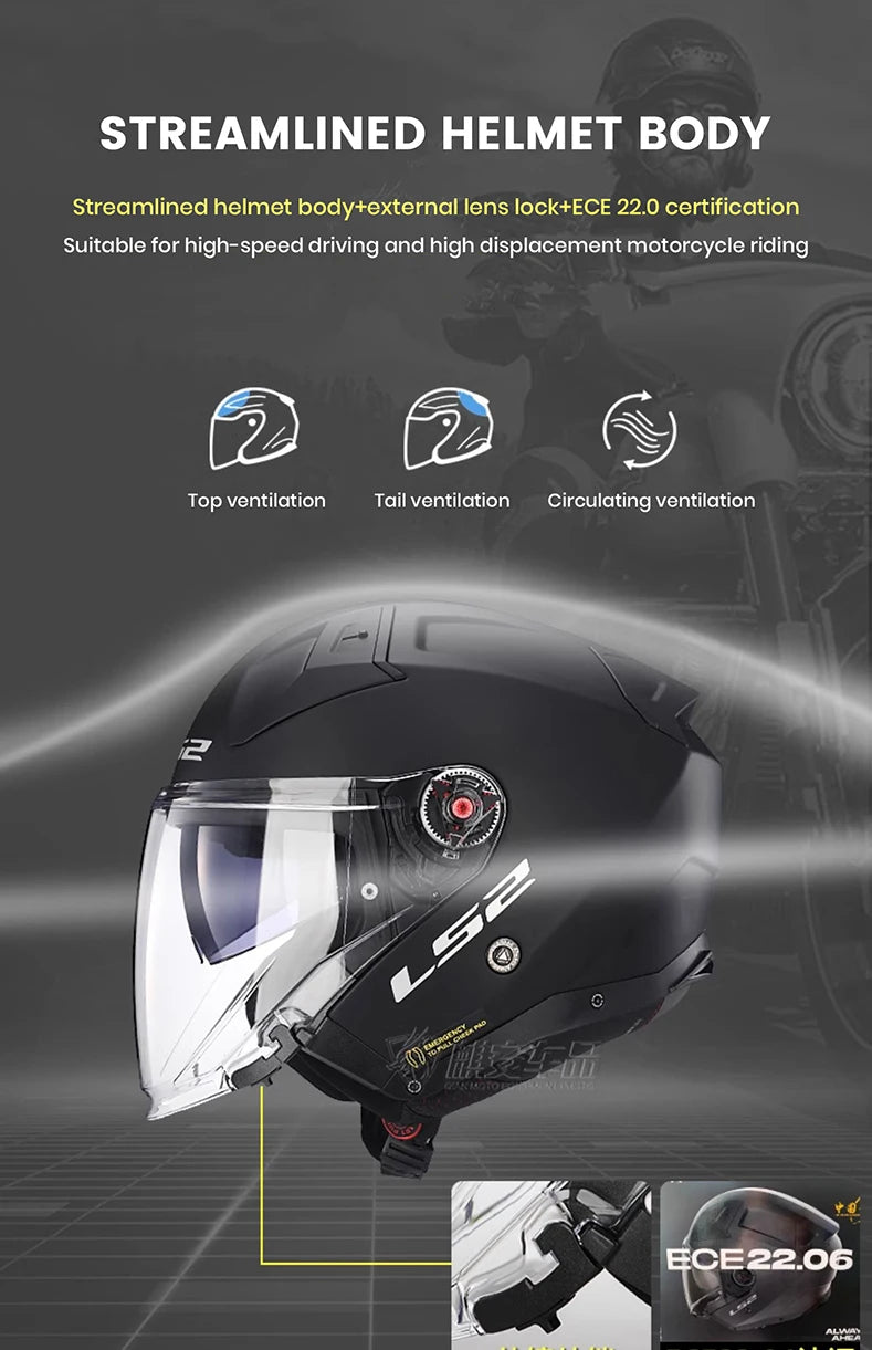 Casco Moto Retro Cara Abierta LS2 | Estilo Vintage - Jet para Scooter y Moto