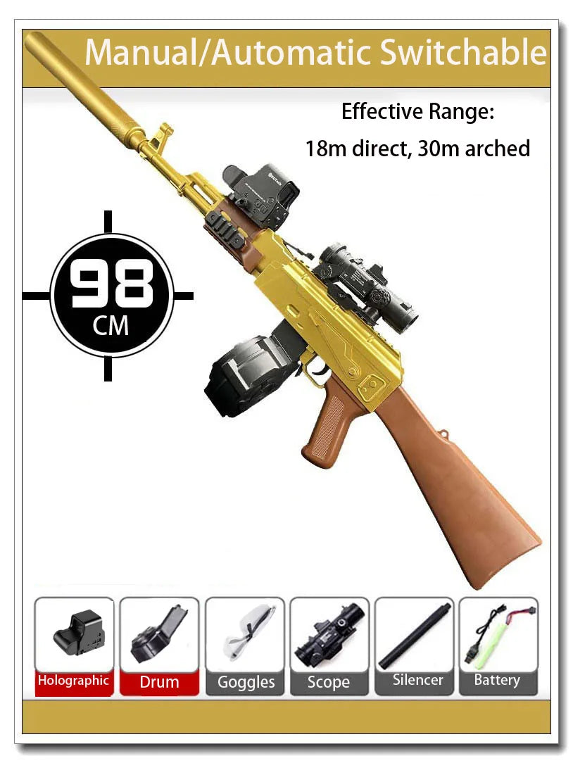 Electric Ak47 Toy Gun Automatic Gel Ball Blaster Toys Outdoor Game Gel Ball Sniper Rifle Splatter Gun Toys For Adults Gitfs