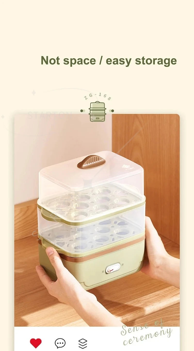 Fast Breakfast Machine Automatic Power Off Multifunction Pot 220V 350W Egg Boiler Dormitory Double Layer Electric Steamer Home