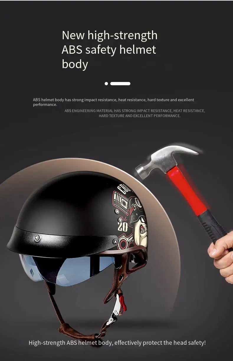 New Standard Electric Motorcycle Helmet Four Seasons Universal Retro Half Helmet Cruise Motorcycle Helmet for Men and Women