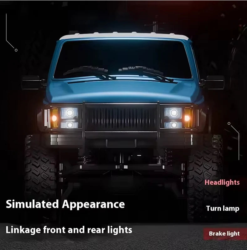 New 1:18 Scale Remote Control Off-Road Climbing Car Linked Headlights Full Proportion  2.4G 4WD Motor Pickup Model Toys Gift