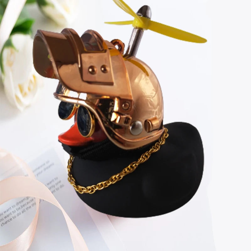 Broken Wind Rubber Duck Motor Accessories Yellow Duck with Helmet Auto Car Accessories Duck In The Car Car Interior Decoration