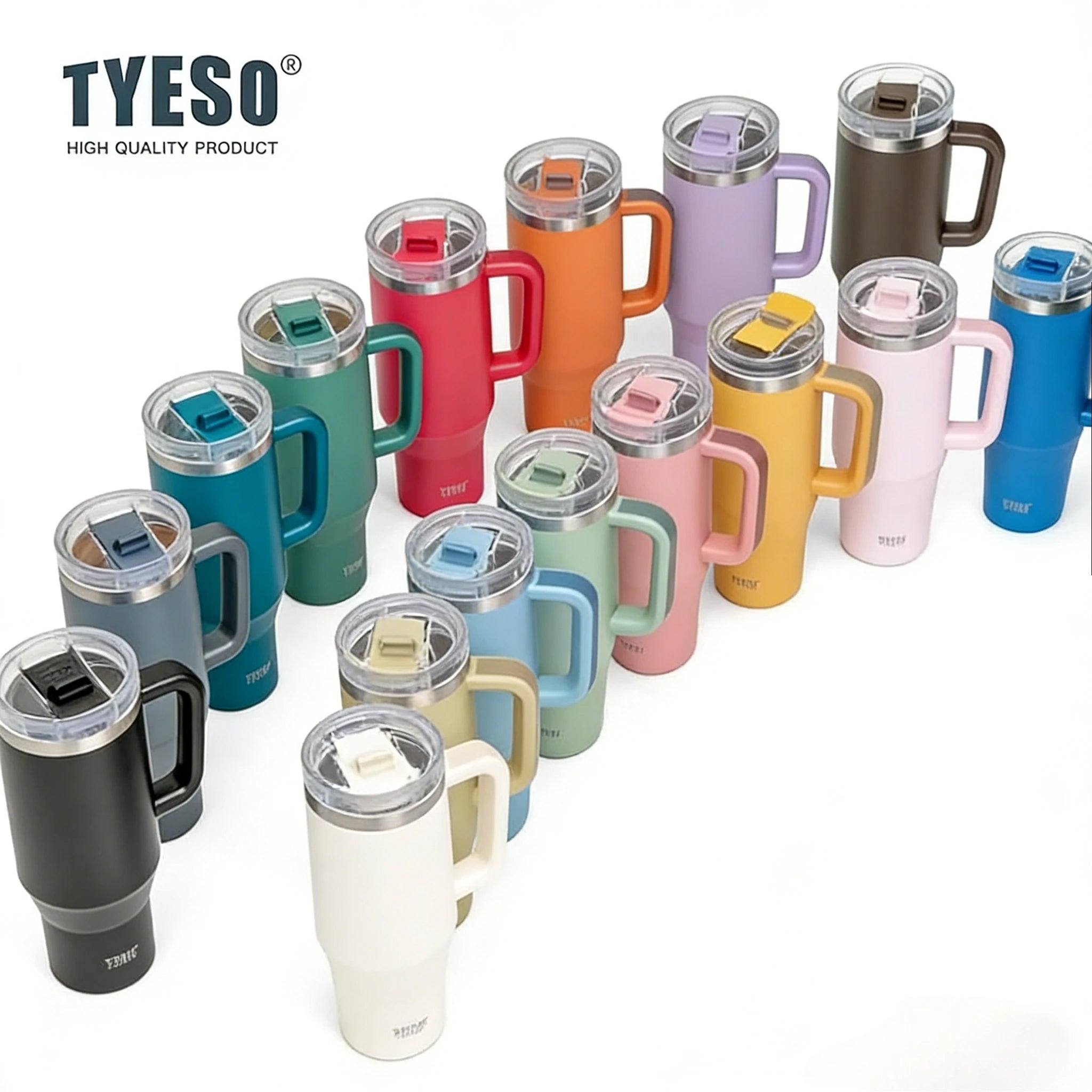 Tyeso 900ml/1200ml Big Capacity Thermal Mug Stainless Steel Insulated Water Bottle with Straw Outdoor Travel Car Tumbler