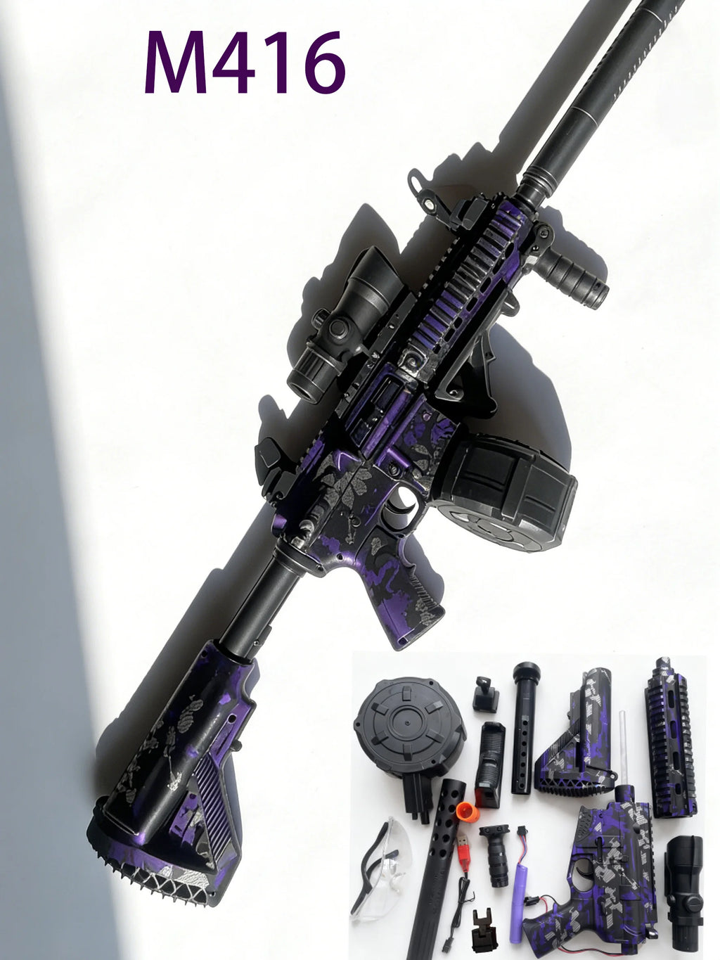 M416 Gel Ball Blaster Gun,30m Long Range,7.4V Battery & Safe Gel Beads, Cool Design for Outdoor Team Battle Games - Perfect Gift