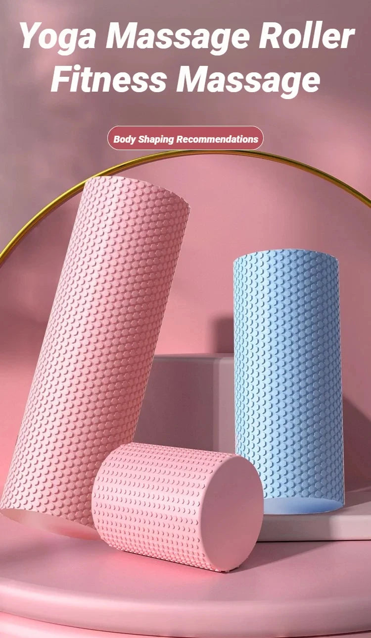 Hexagonal Yoga Roller: EVA Foam Cylinder (Diameter 9.5cm, Length 29.7cm) for Pilates and Home Workouts