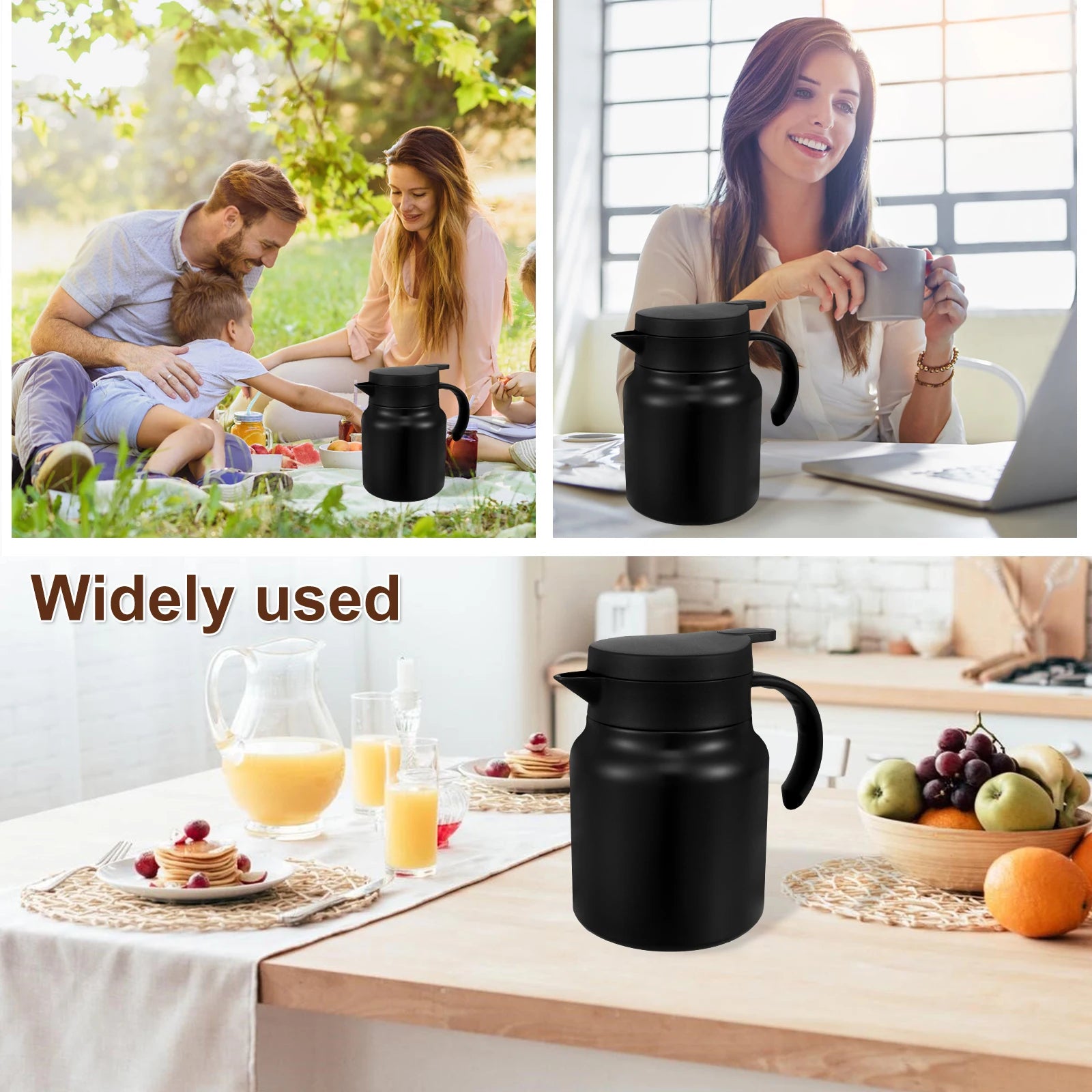 Thermal Teapot 1000ML Large Capacity Insulated Water Pitcher with Detachable Tea Strainer 316 Stainless Steel Coffee Jugs