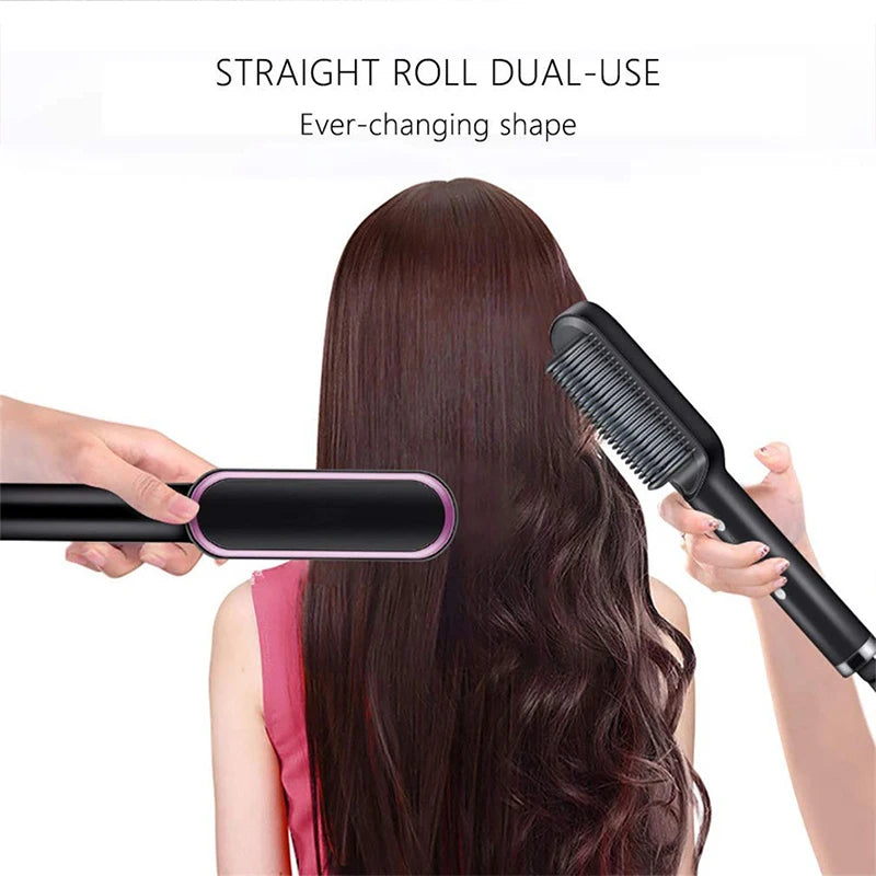 Portable Multi Ptc Electric Hair Brushes Fast Heating Hair Straightening Styling Tool With Anti-Scald Feature Straightener Brush