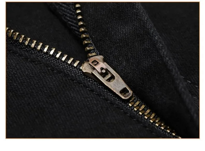 2026 Summer Spring New Men's Pure Black Slim Jeans Elastic Straight Pants BusinessLeisure Korean Vintage Denim Pants Male