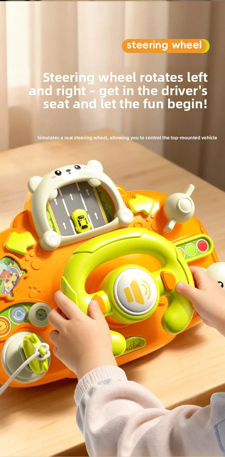 Children Early Education Intelligence Steering Wheel Toy Childrens Simulated Realistic Driving Car Small Cart Soothing Girl Toys