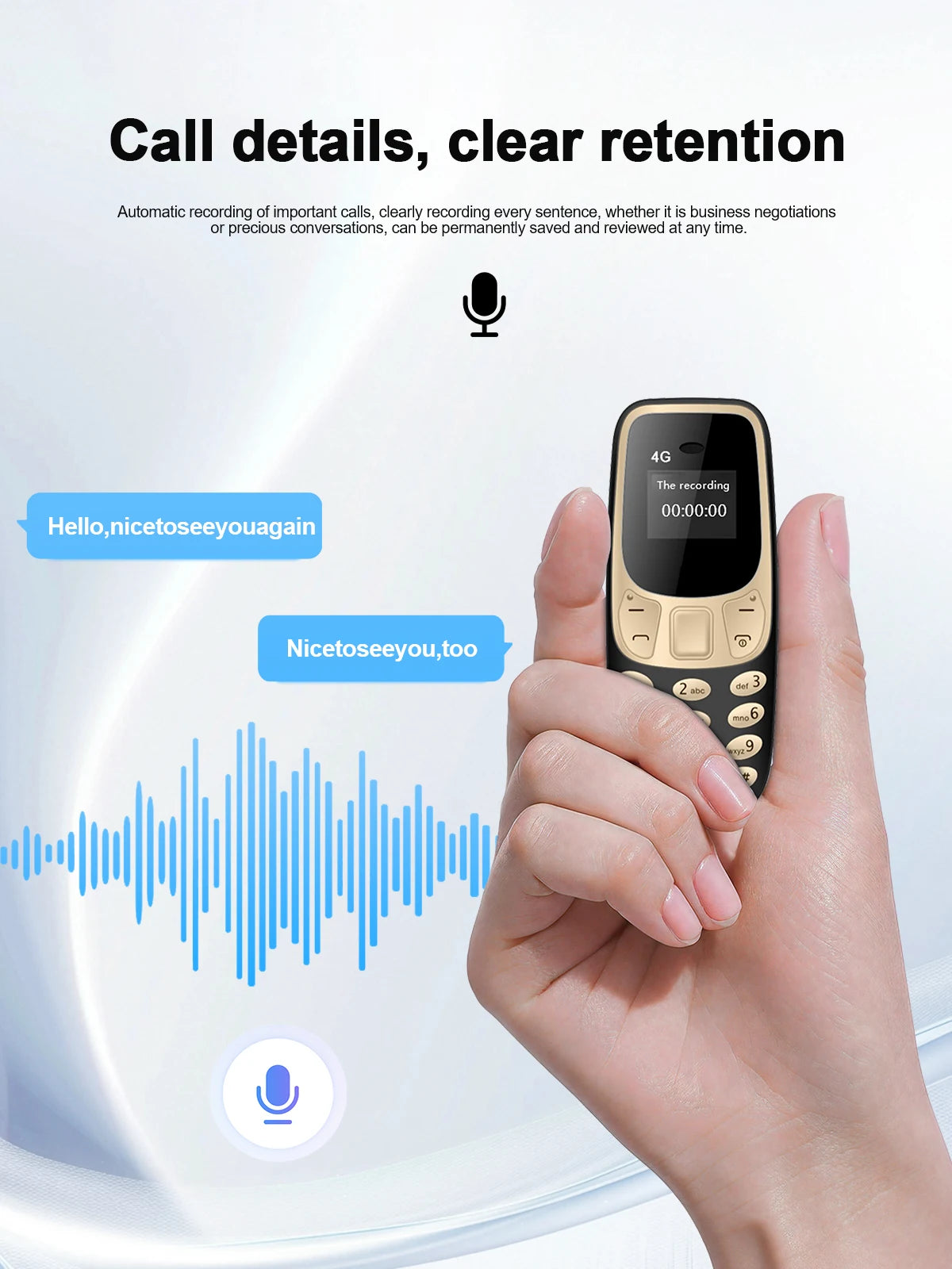 SERVO BM10 LTE 4G Mini Mobile Phone Dual SIM Standby Call Recording Speed Dial Blacklist Alarm Clock Small Feature Backup Phones