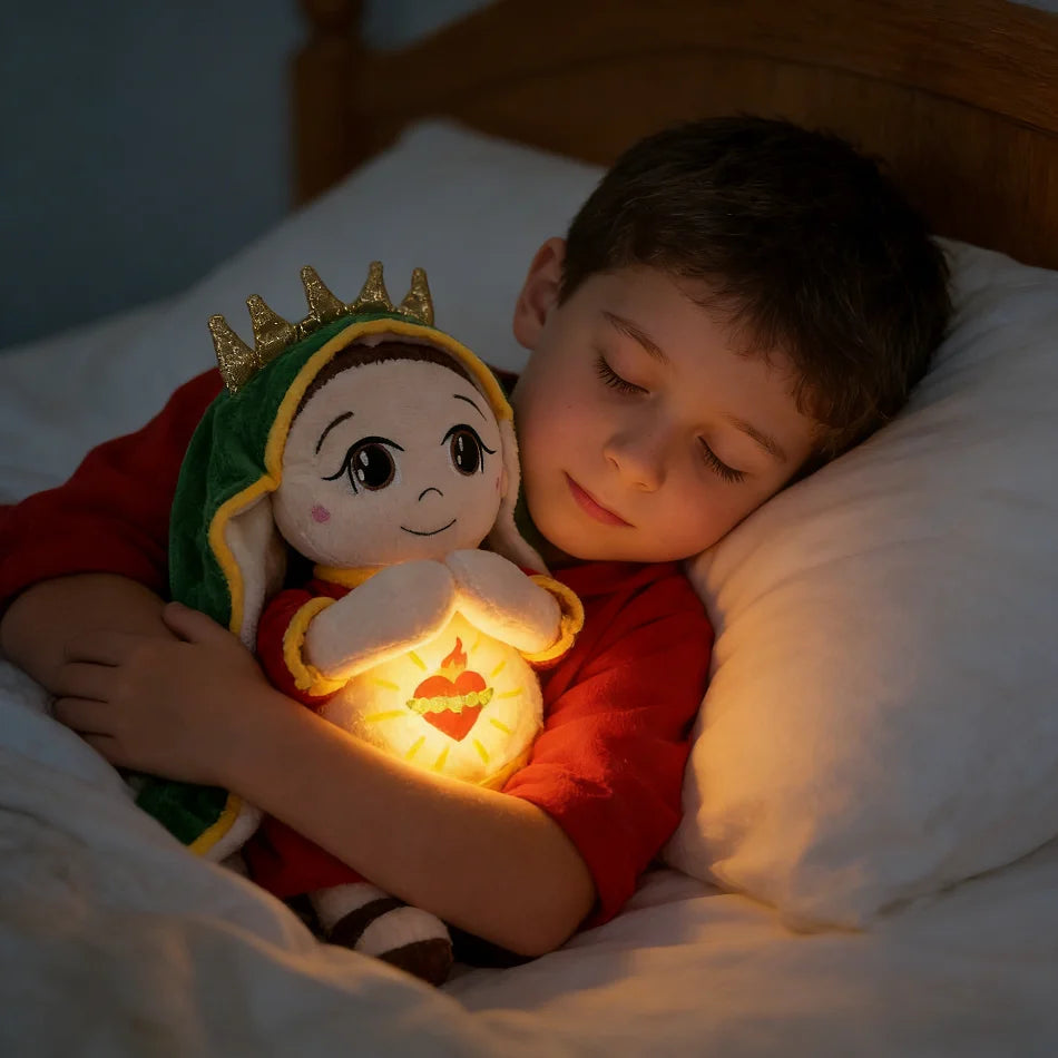 Maria and Jesus Baby Sleeping Companion Sound Soothing Musical Plush Toys With Air Bag And Light Doll Breathing Kawaii Toy Gifts