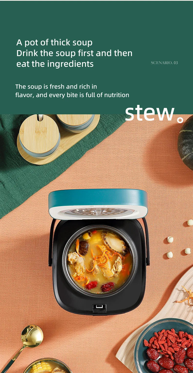 1.2L Mini Electric Rice Cooker Multifunctional Non-Stick Rice Cooking Pot Portable Small Rice Cooker for 1-2 People Dorm Home Of